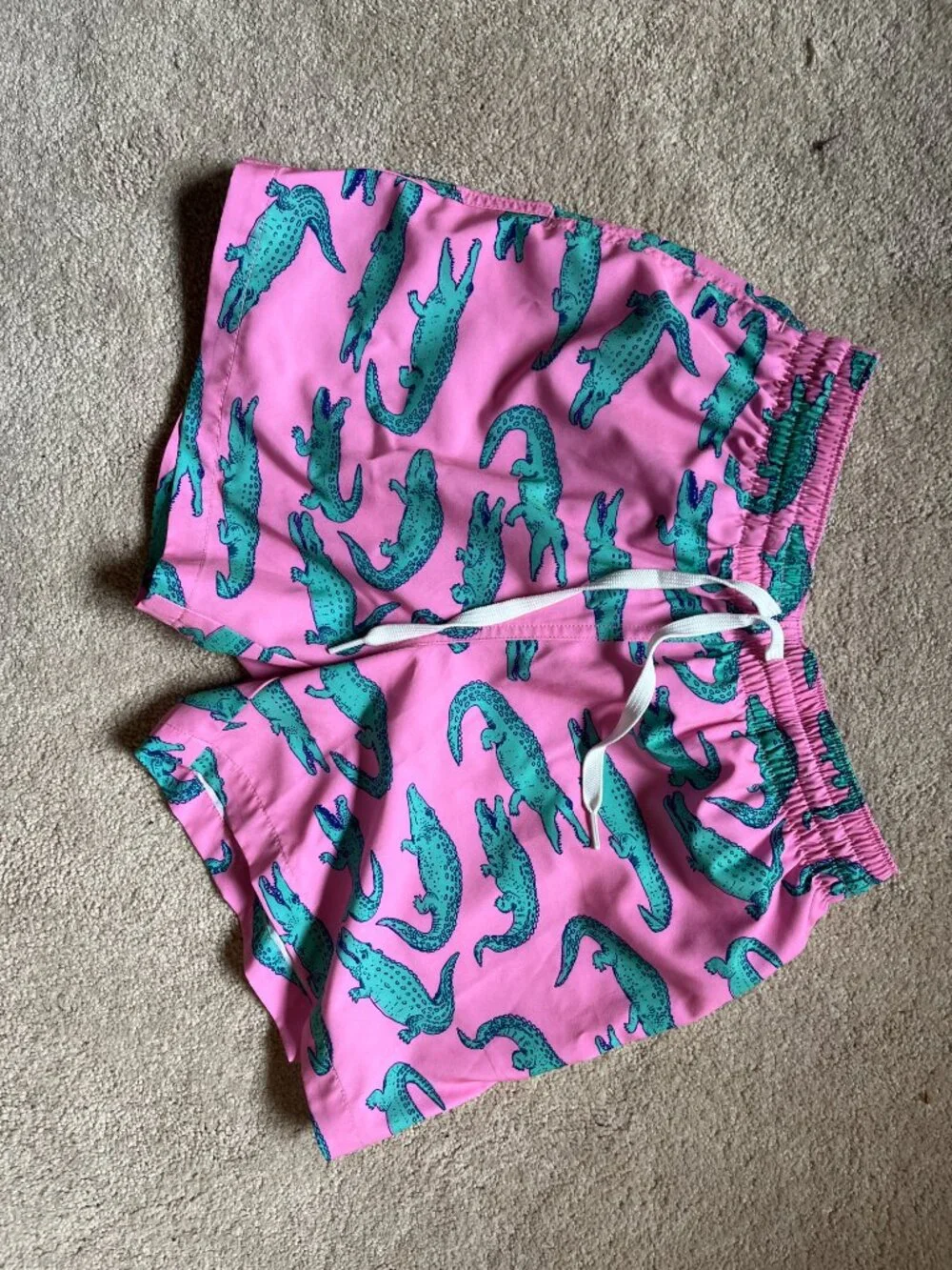 Swinsuit‎ - Chubbies Pink Green Alligator Lined Swim Trunks Men Small 5.5